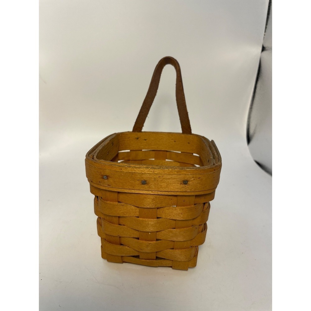 Longaberger 2000 signed small 4 inch square hanging basket  No Damage